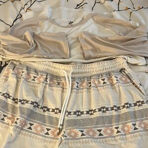 Eddie Bauer Beige and Gray Pajama Set